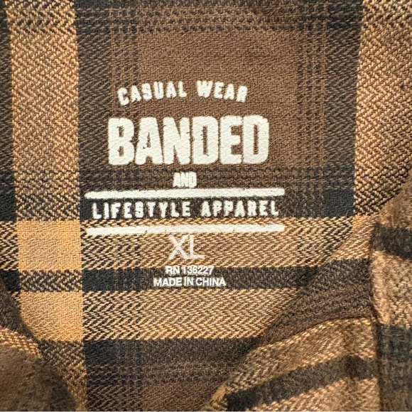 Banded Men’s Everglades Flannel Button Down Shirt Timber Brown Plaid Size XL - Picture 9 of 12